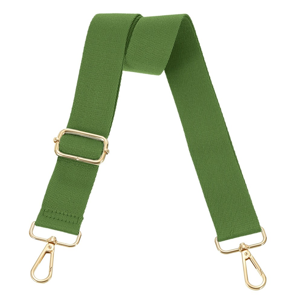 3.8cm Dark Green Wide Shoulder Strap, Light Gold Pull Core Buckle