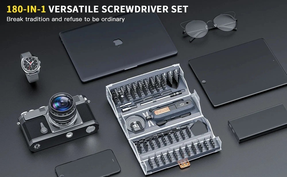 Battery/Electric/Rechargable 180PC Screwdriver Set Repair PC Computer Tech Tools