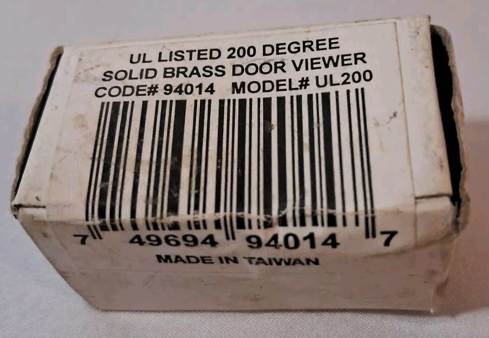 NEW OLD STOCK ~ 200 Degree Solid Brass Door Viewer Code #94014 Model # UL200