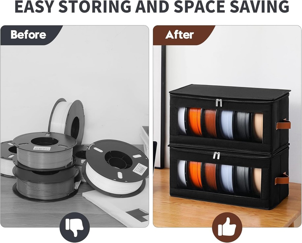Filament Storage Box - 4 Pack 3D Printer Filament Storage Containers with Desicc