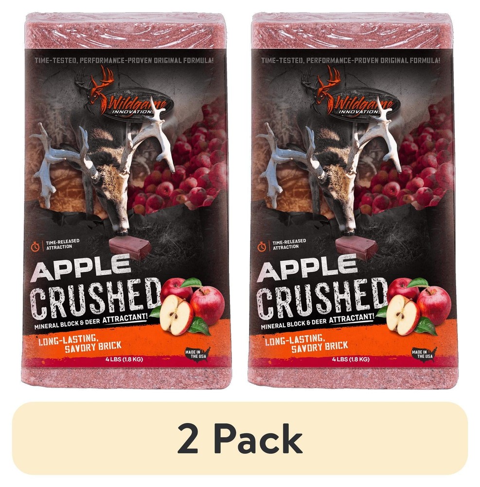 (2 pack) Apple Crushed Deer Attractant Salt Block, 4lbs | Long-Lasting Time