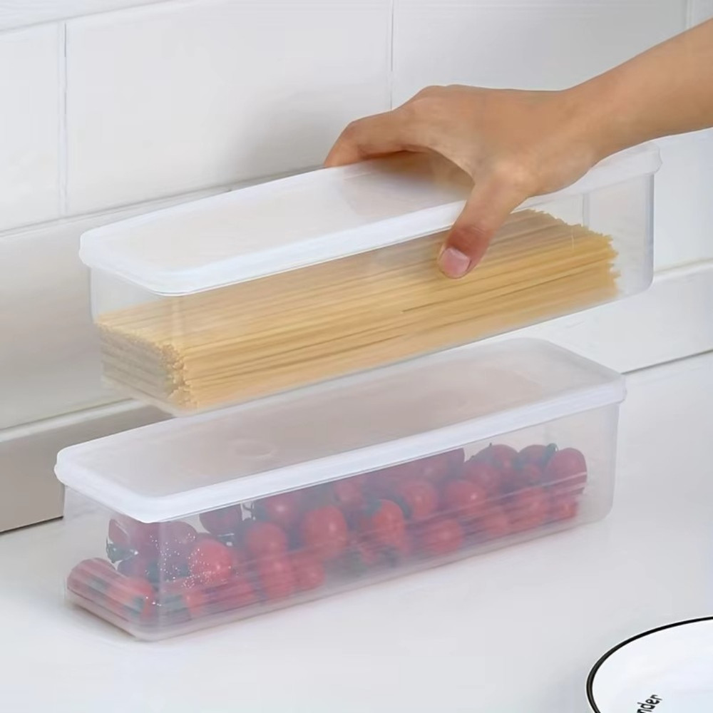 4Pcs Long Rectangular Food Storage Containers Plastic Fridge Organizer Boxes UK