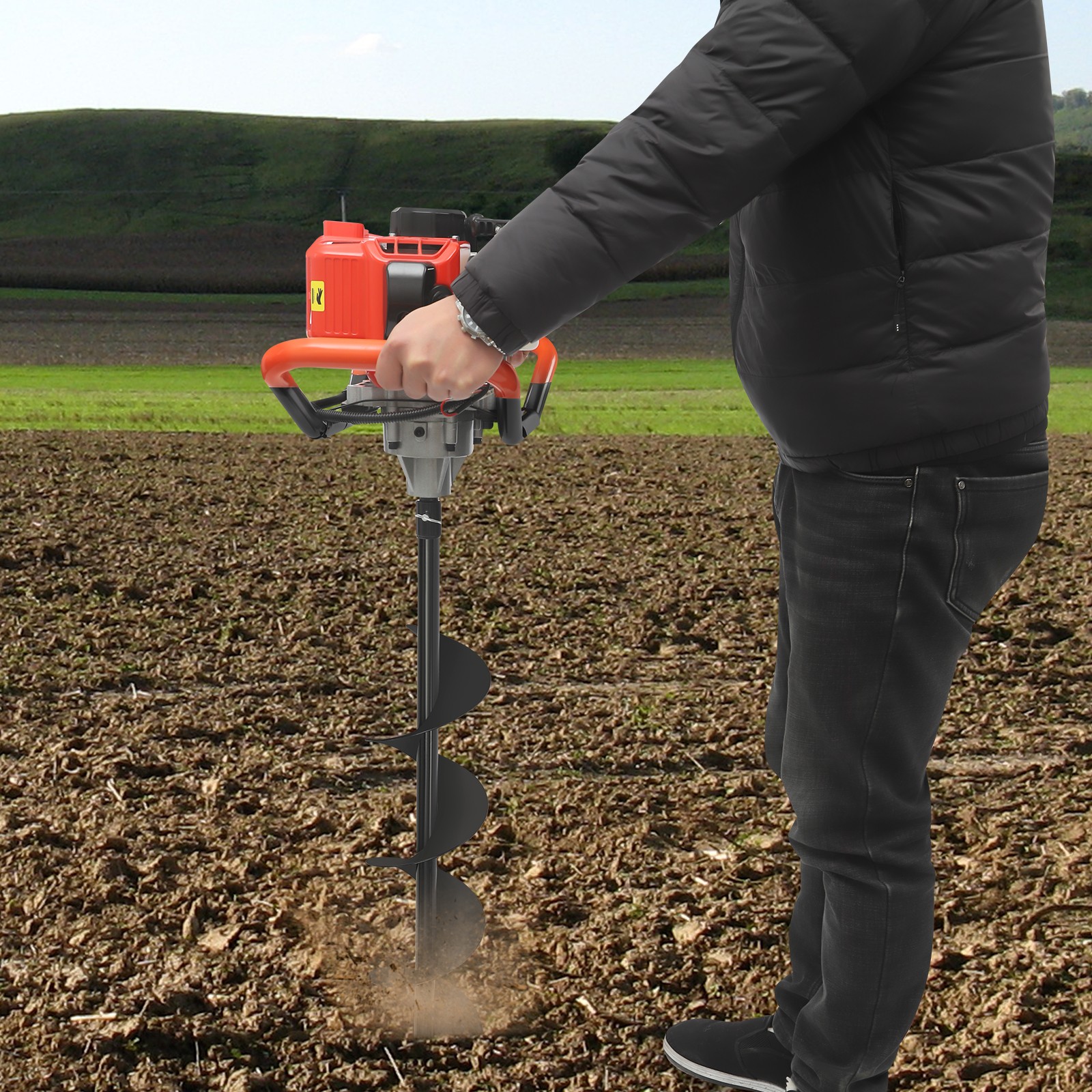 2.3HP Earth Auger Post Hole Digger Drill Machine Kit, New