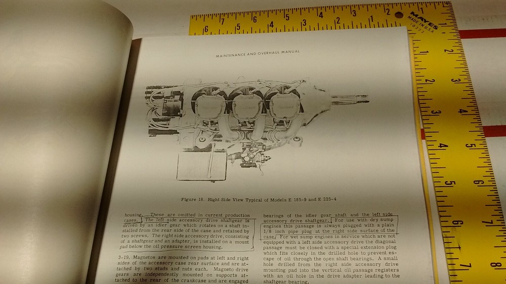 Continental E Series E165 E185 E225 Aircraft Engine Maint & Overhaul Manual Copy