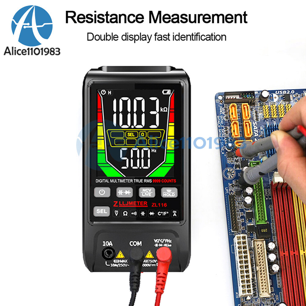 Digital Smart Multimeter AC DC Voltmeter Ammeter Resistance Ohm Meter 9999 Count