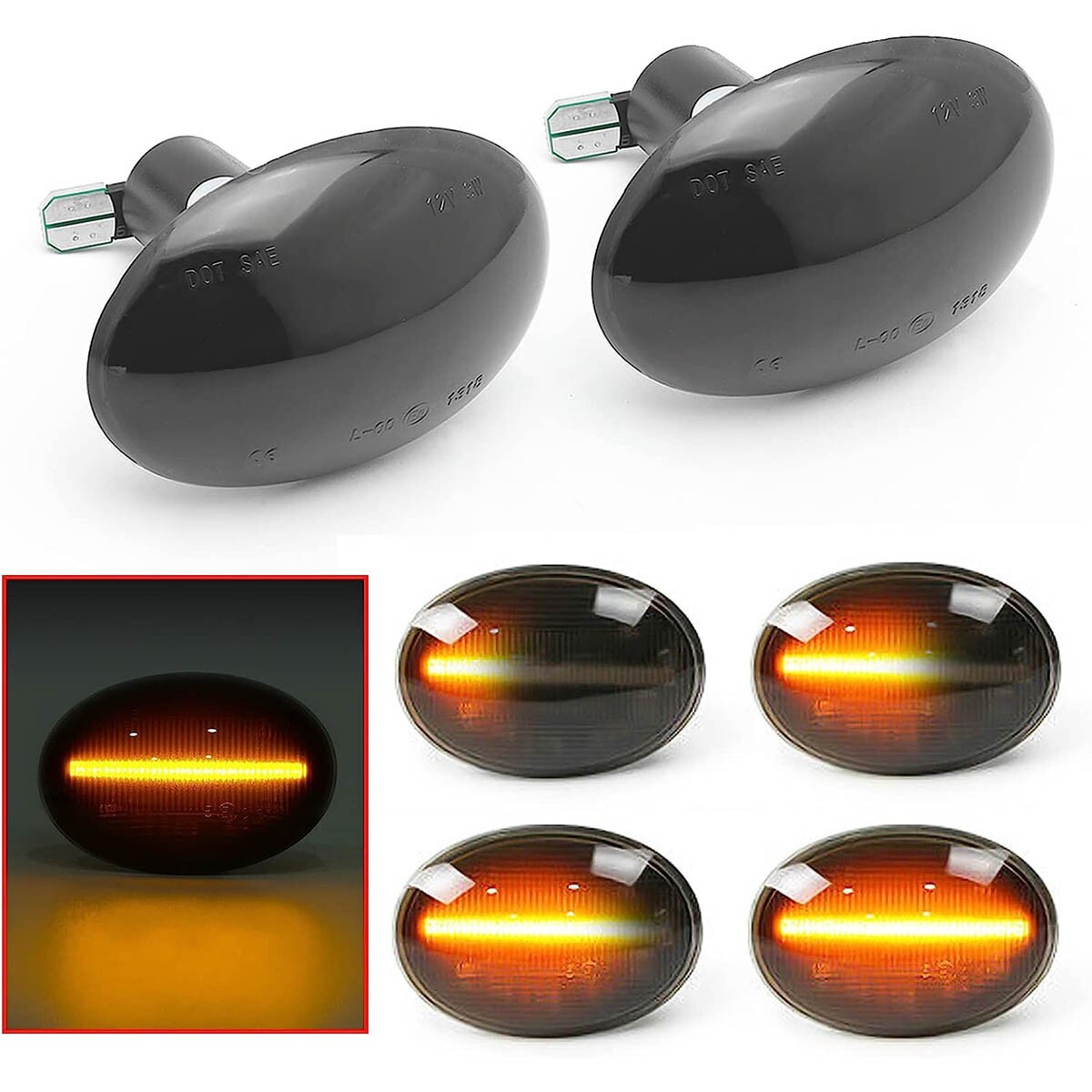 For Mini Cooper R55 R56 R57 R58 R59 LED Side Marker Light Flowing Turn Signal 2X
