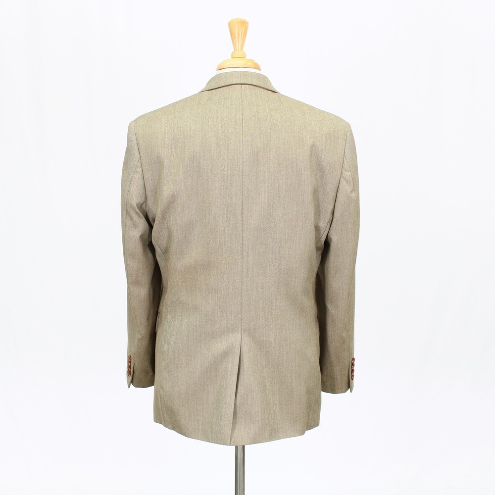 Ralph Lauren 42R Beige Sport Coat Blazer Jacket Solid 2B Polyester