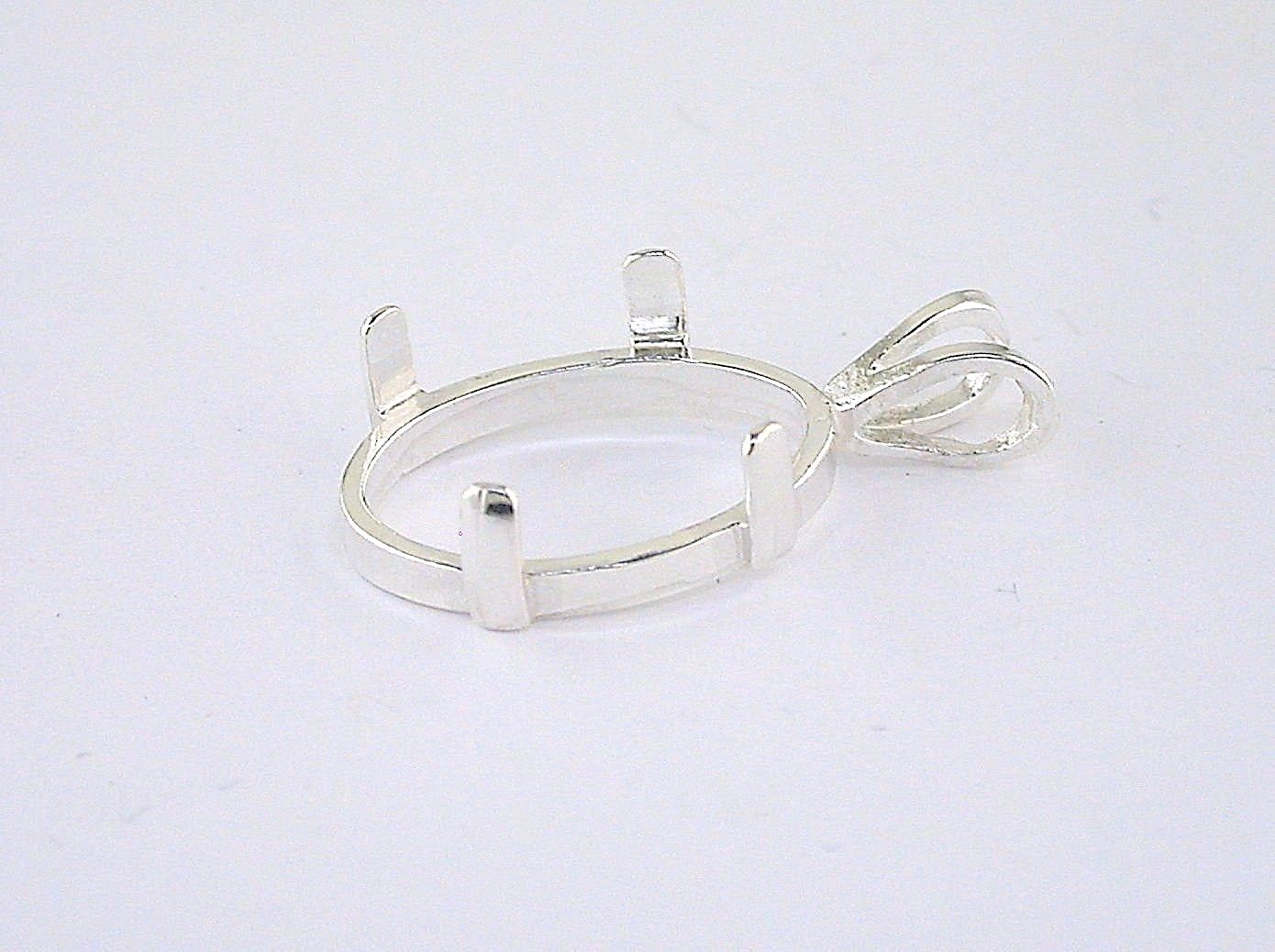 Oval Cabochon Pendant Setting Sterling Silver