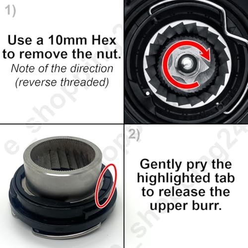 Precision Fit Conical Burrs for Coffee Grinders - Upper & Lower Set, 6 Point, Ad