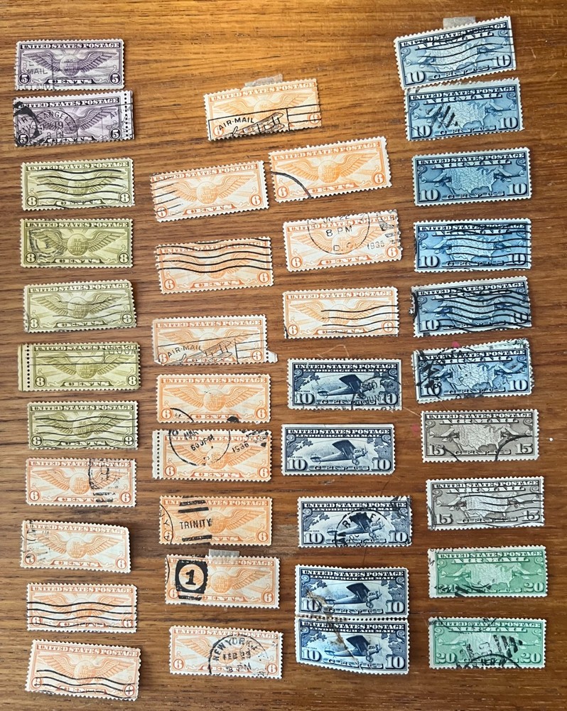 1918–1925 U.S. Air Mail Stamp Lot • Map, Plane & Winged Globe Issues • Early