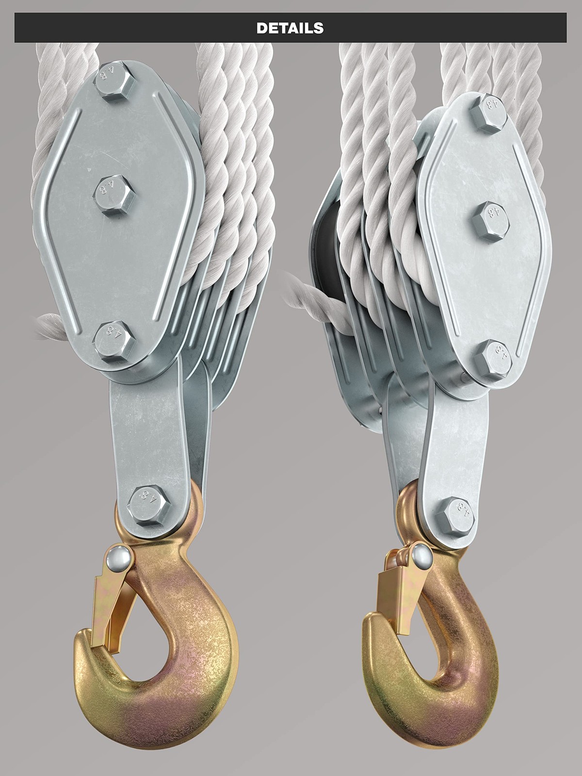 Block and Tackle Pulley System for Lifting Objects - SoB 4000LB Breaking Stre...