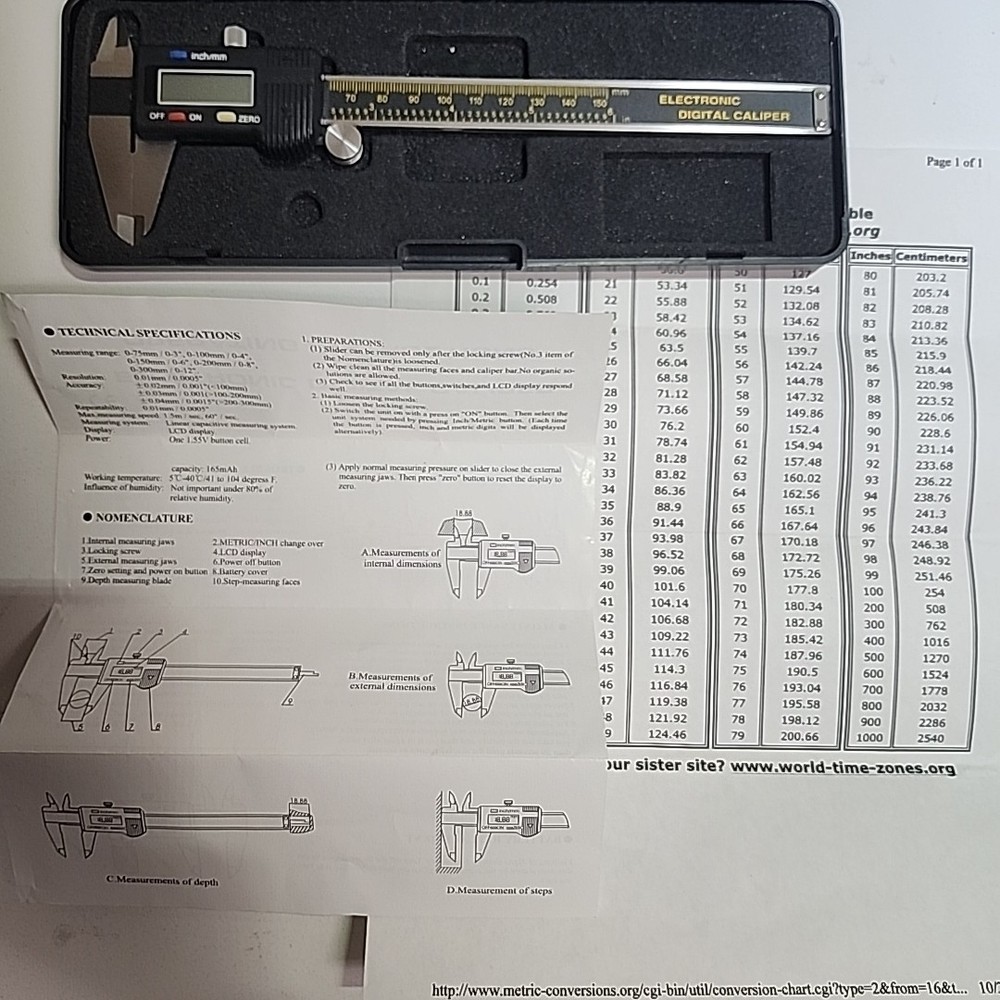 0-150mm Electronic Digital Caliper w/ Plastic Case Needs Battery