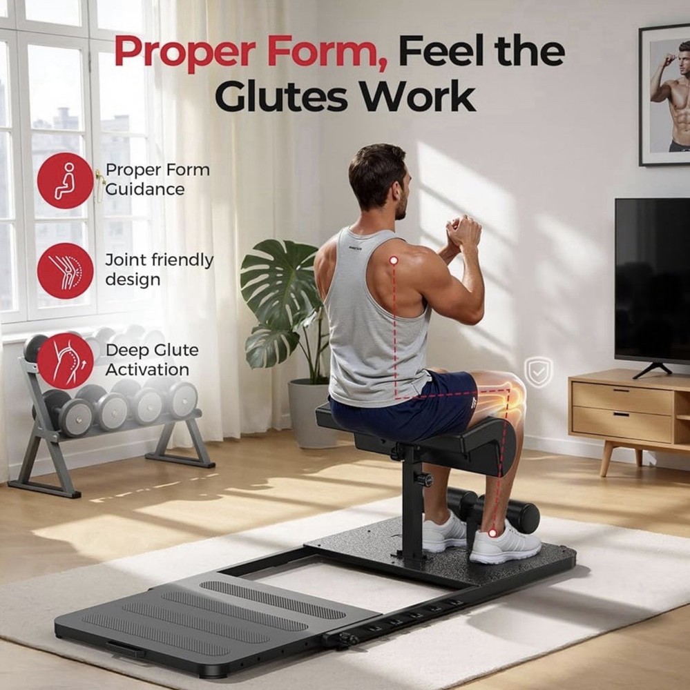 FEIERDUN Dual-Action Glute Trainer Squat Hip Thrust Machine w/ Bands
