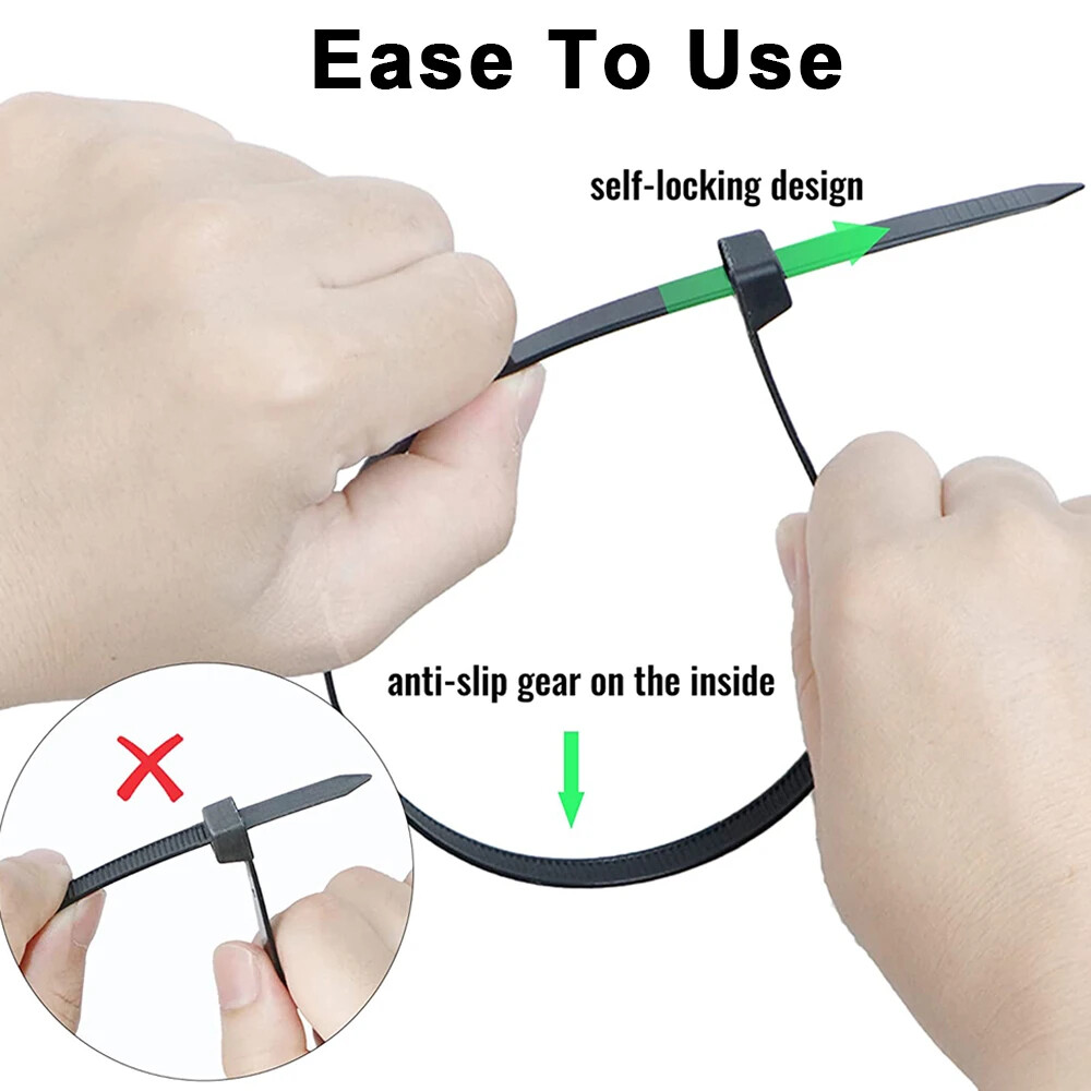 8MM 100Pcs Nylon Cable Ties Adjustable Self-locking Cord Ties Straps Plastic