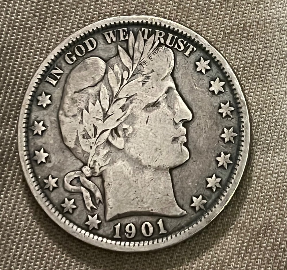 1901 barber Half Dollar , F / VF , Better grade