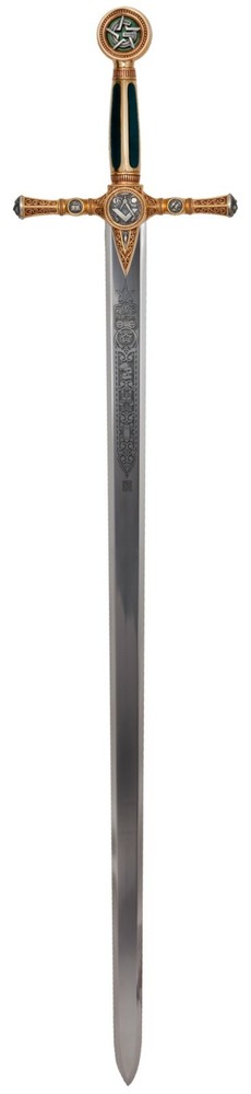 Marto - Masonic Sword, Deep Etching, Gold, 116 cm/46 inches