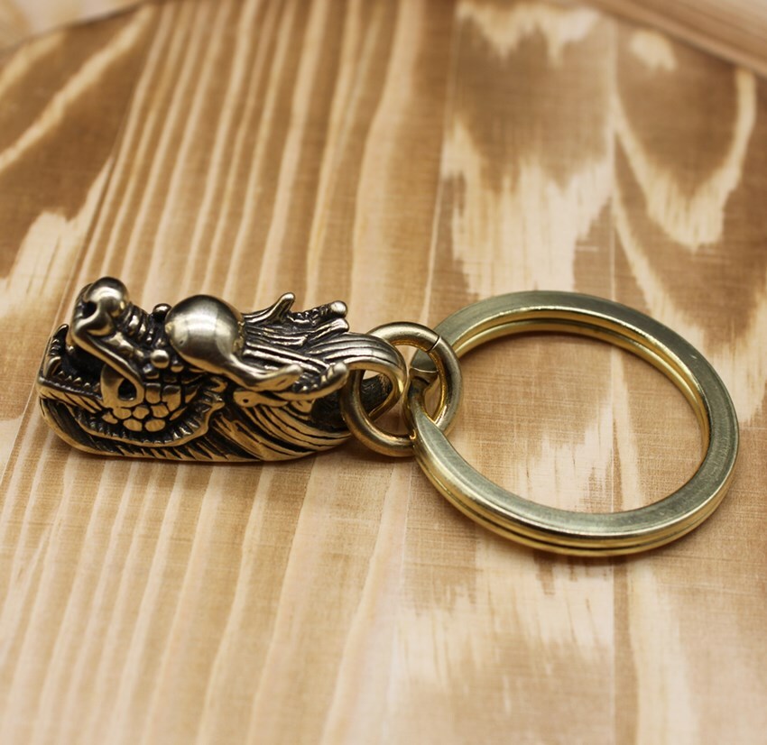 1 Pc Solid Brass Dragon Keychain Keyring Brass Keychain Pendant Keychain Gift~