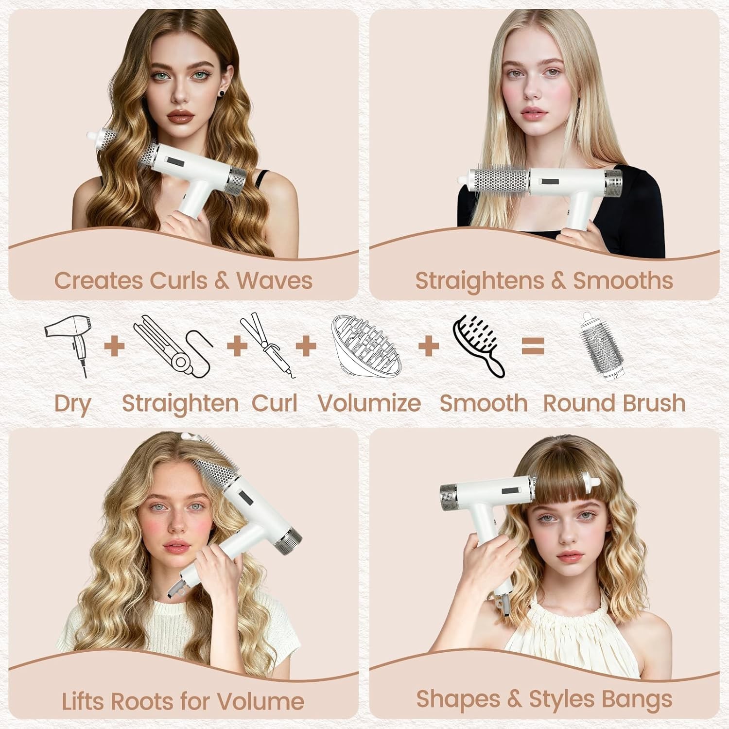 Round Brush Attachment for Shark FlexStyle HD300 Series Blow Dryers Attachments