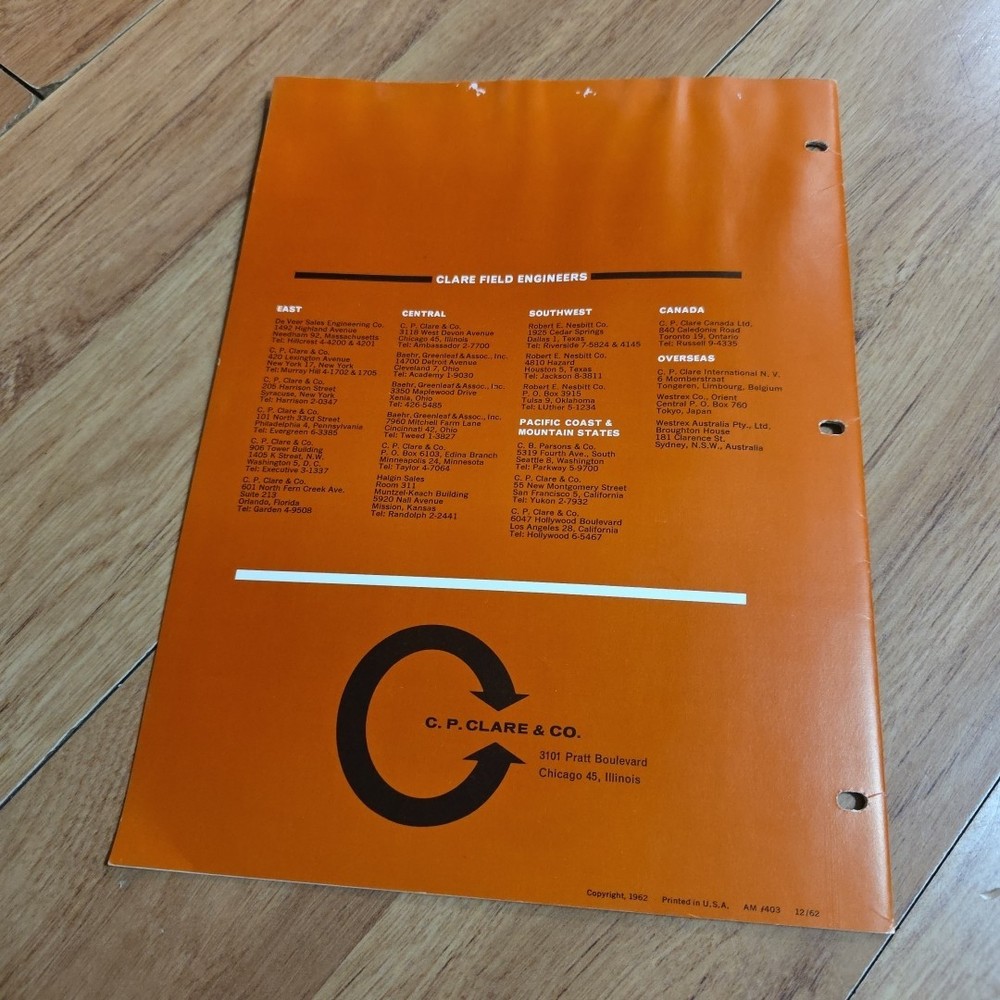 Vintage Clareed Control Module Manual 1962 counting selection logic C.P Clare