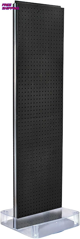 Black Two Sided Pegboard Floor Display with Round Studio Base 16" x 60 NEW