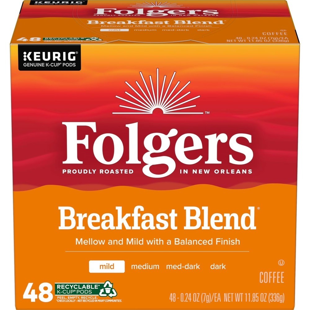 K Cup Pods Breakfast Blend Mild Roast Coffee 48 Count Box