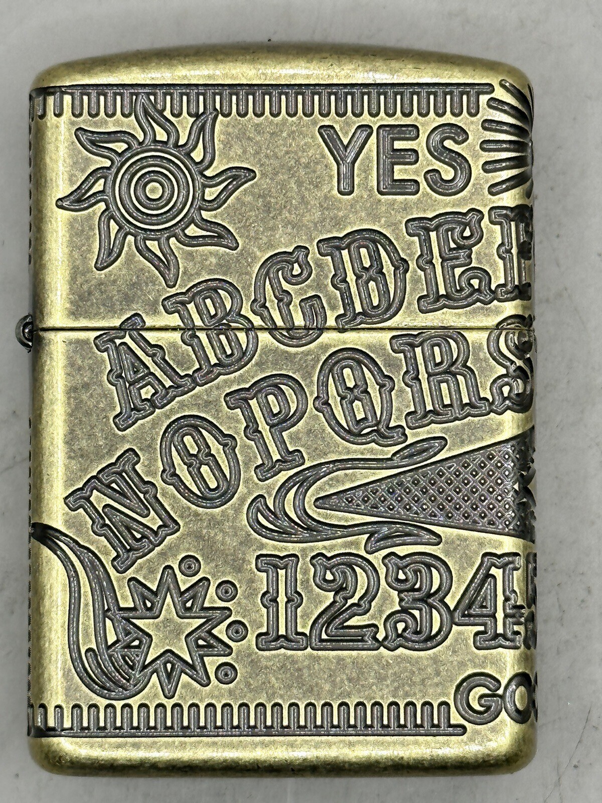 Ouija Board MultiCut Engraved Antique Brass Armor Zippo Lighter NEW 49001