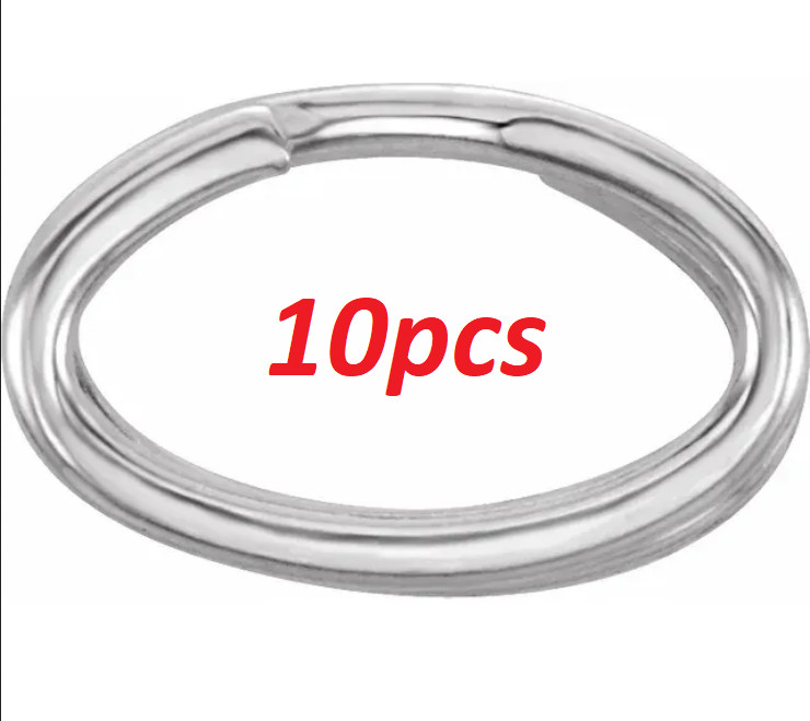 (10) *TINY* 2.5mm ID 3.6x5.8mm OD 14k Solid White Gold OVAL Split Ring Charm USA