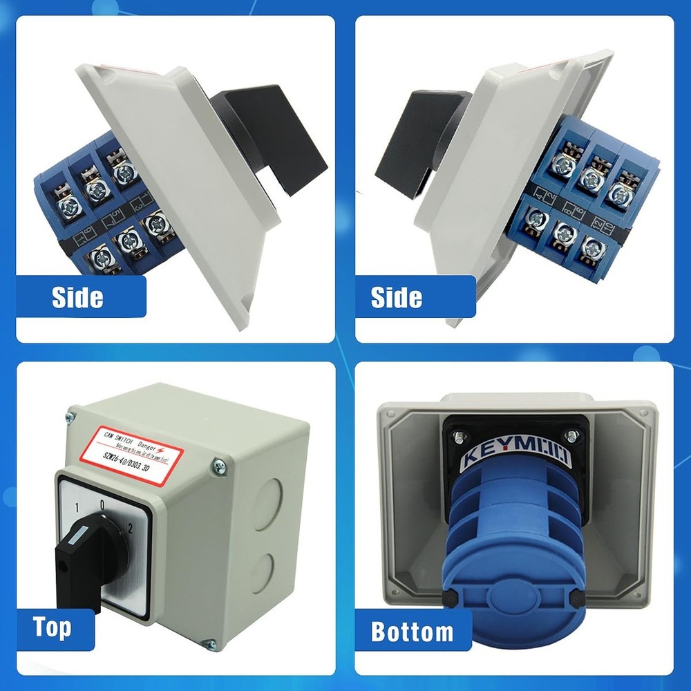40A 3 Position Rotary Changeover Switch 3 Phase 12 Terminals Universal Selector