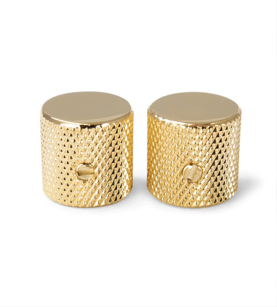 920D Custom Metal Knurled Gold Flat Top Knobs for Tele Guitars  (2 Pack)