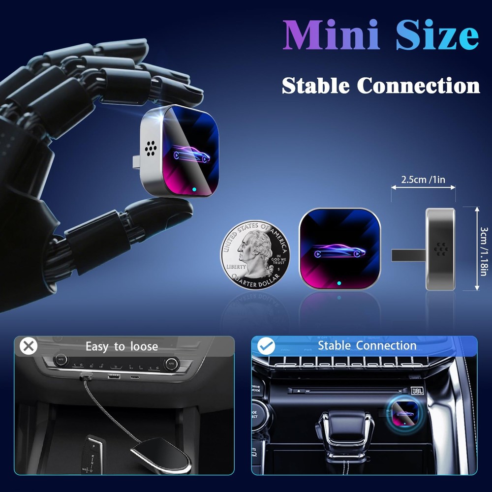 2026 Wireless CarPlay Adapter Upgrade Wired to Wireless, Multicolor