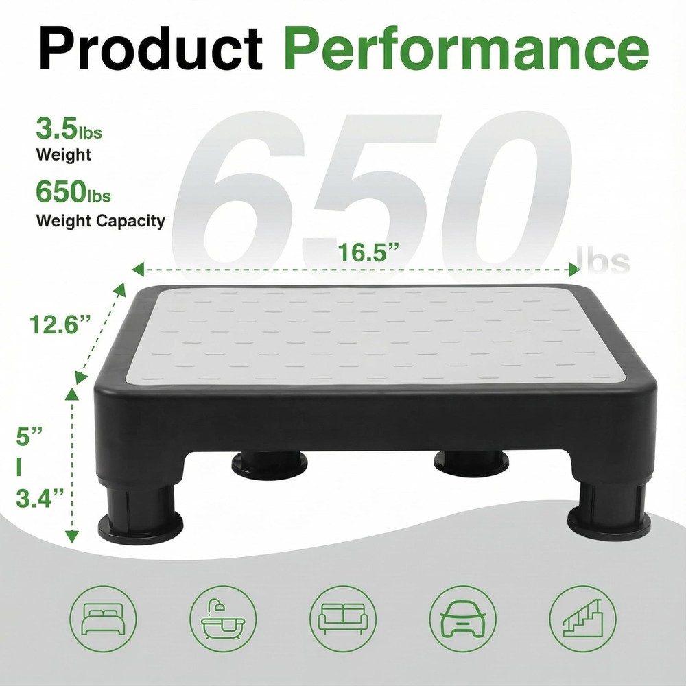 Adjustable Step Stool for High Beds & SUV - Non-Slip Mobility Platform for Se...