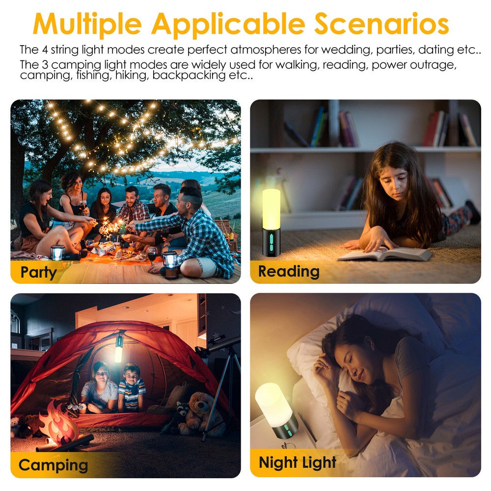 4 In 1 Rechargeable Camping String Light Waterproof Camping Lantern Flashlight