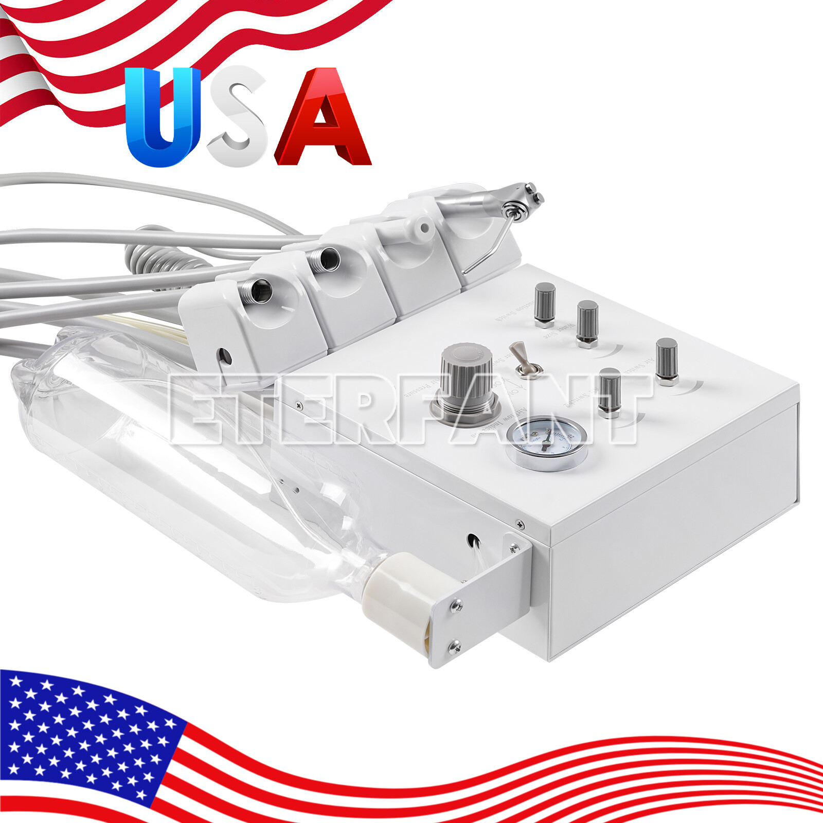 Dental Portable Folding Chair Blue/Unit Air Turbine Dentist LED Exam Light US