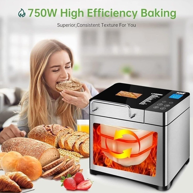 Automatic Bread Machine 710W Non Stick Ceramic Pan 17 Programs Timer Dispenser