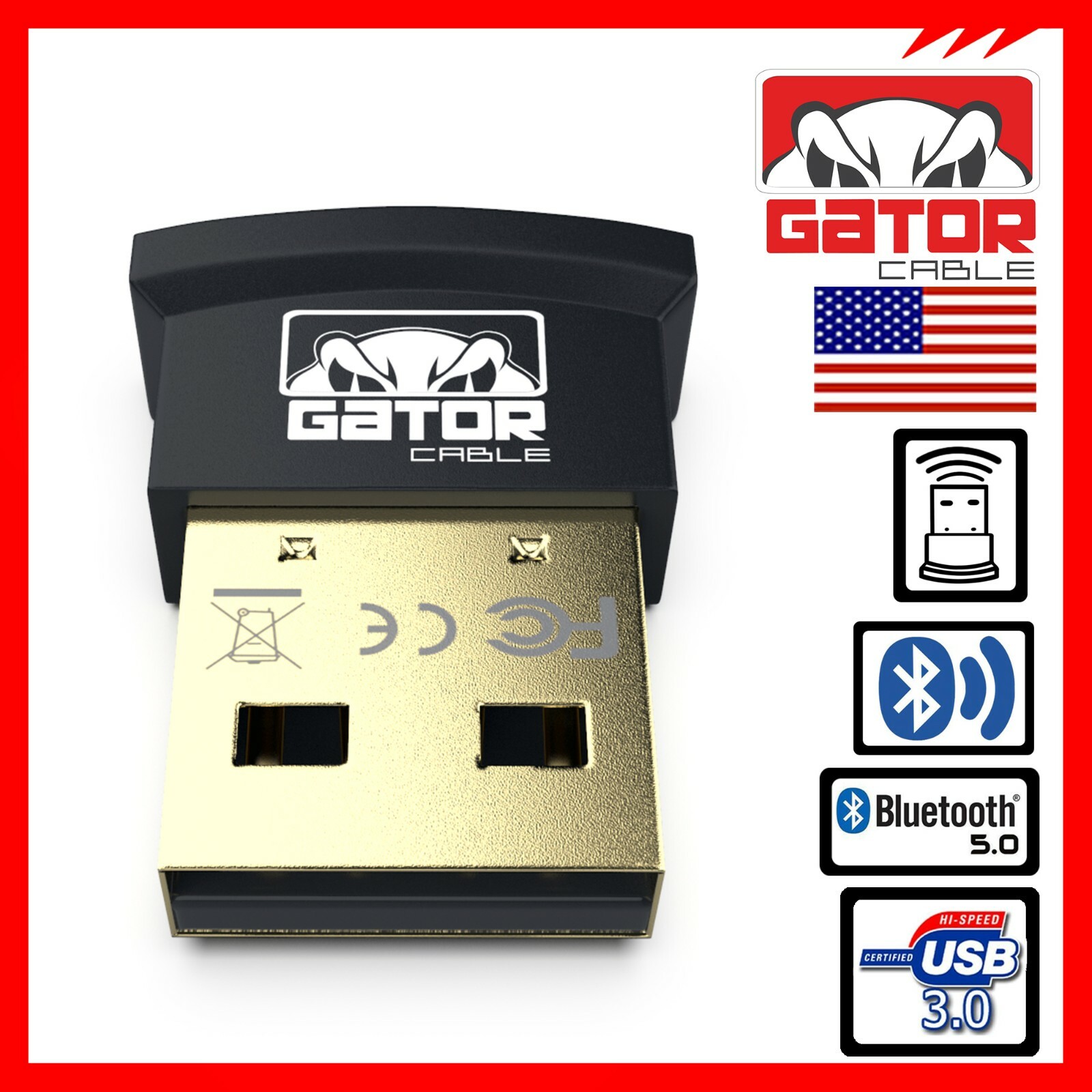 USB 3.0 Bluetooth 5.0 Adapter Dongle Receiver Wireless Audio Music TV PC MAC