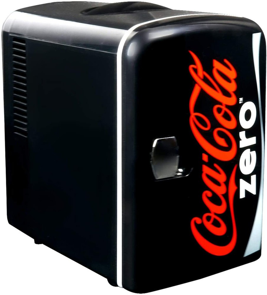 Black Red Coke Zero Coca Cola Mini Fridge Compact Personal Refrigerator Retro