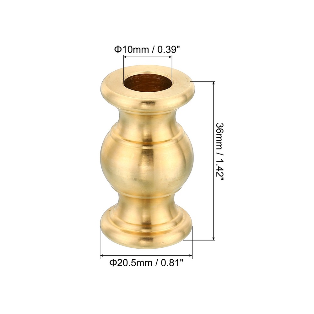 2Pack 20.5x36mm Solid Brass Lamp Neck Threaded Turned Spindle Slips Lamp Finial