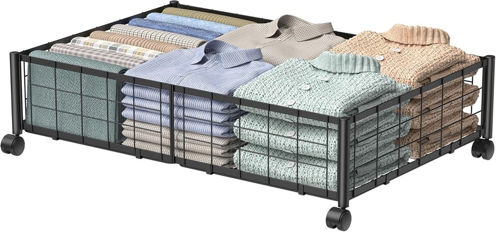 Under Bed Storage W/ Wheels 360° Rotating No-Assembly Underbed Storage