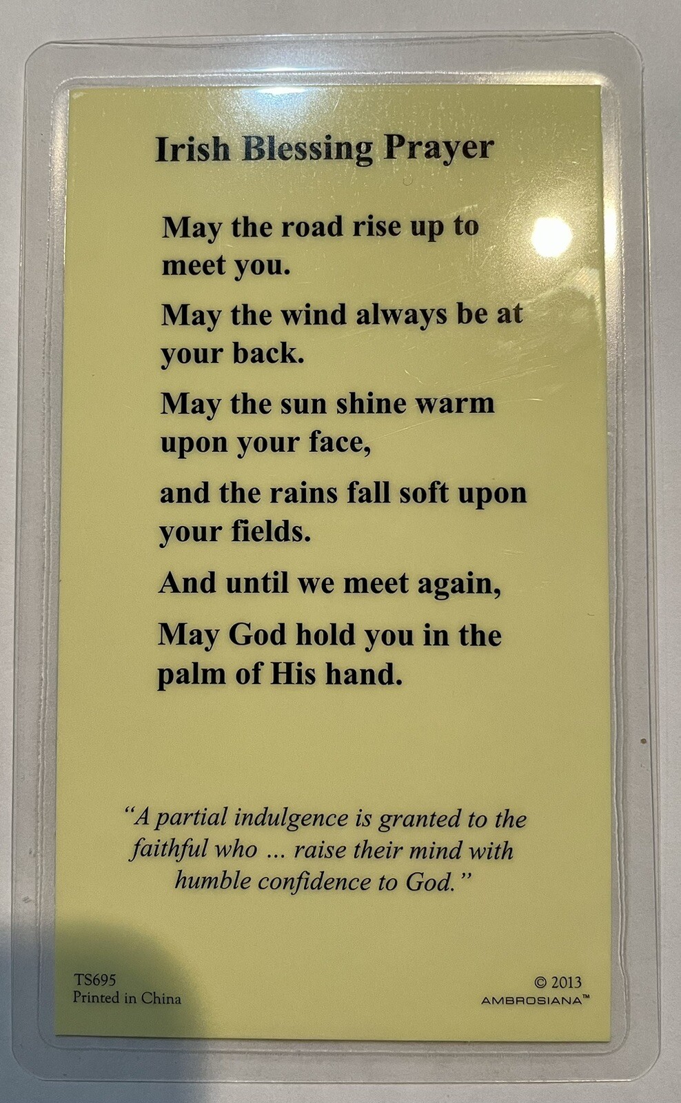 Holy Card “Irish Blessing Prayer” Laminated Prayer Card