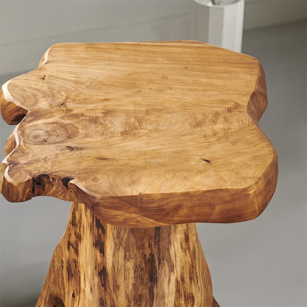 Rustic Cedar Roots Flower Stand Stool, Tree Stump Stool Side Table 19.5" H