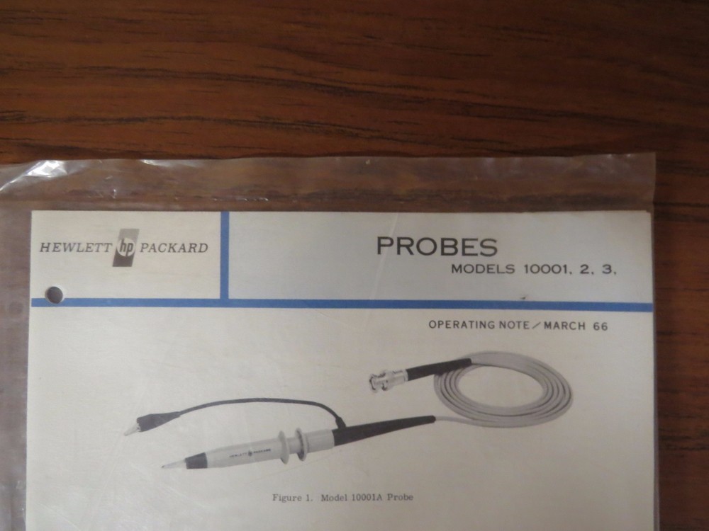 + HEWLETT PACKARD PROBES MODELS 10001, 2, 3 OPERATING NOTE 1966 (D15)