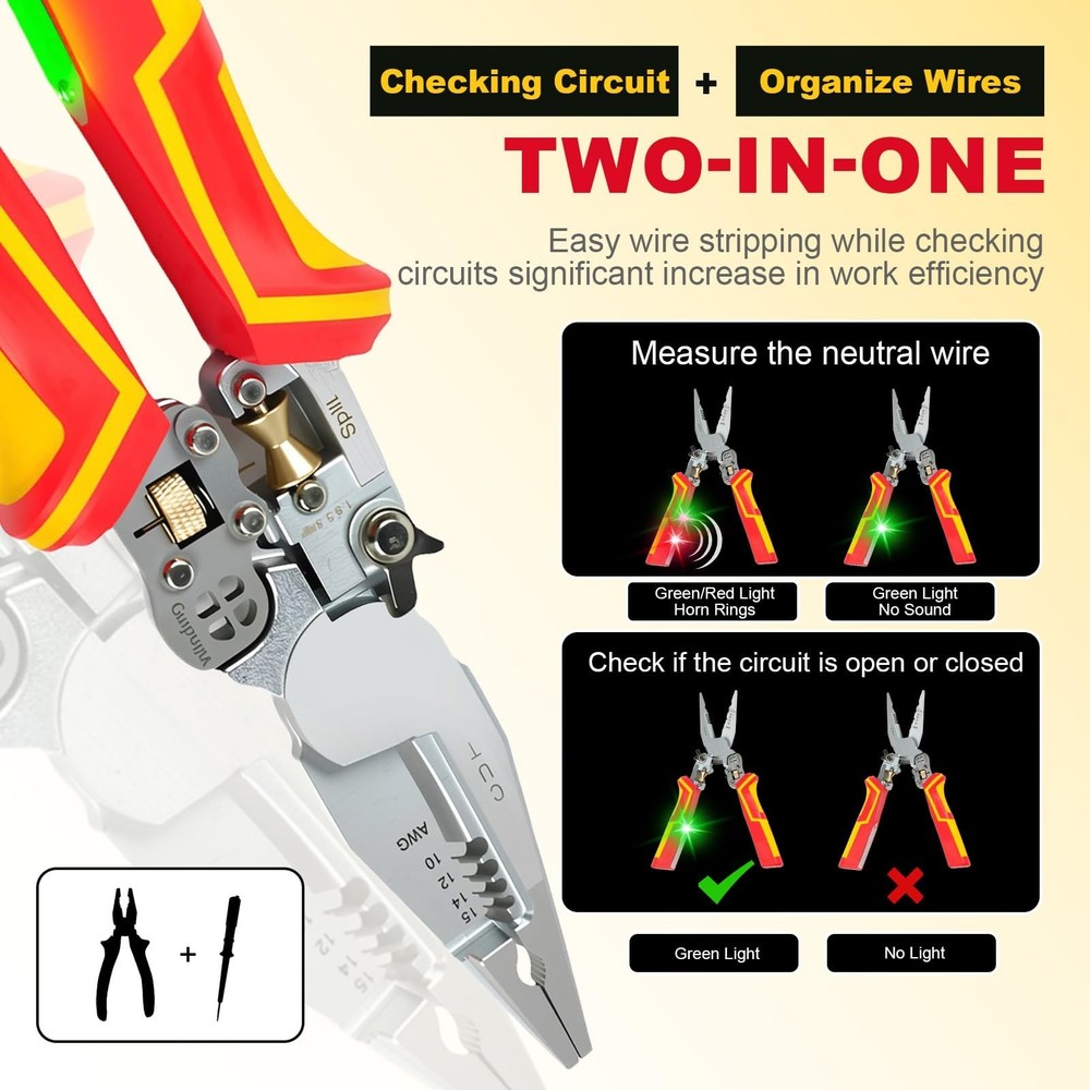 Multi Wire Stripper Tool - Wire Stripper, Voltage Tester Pliers, Ho... Fast Ship
