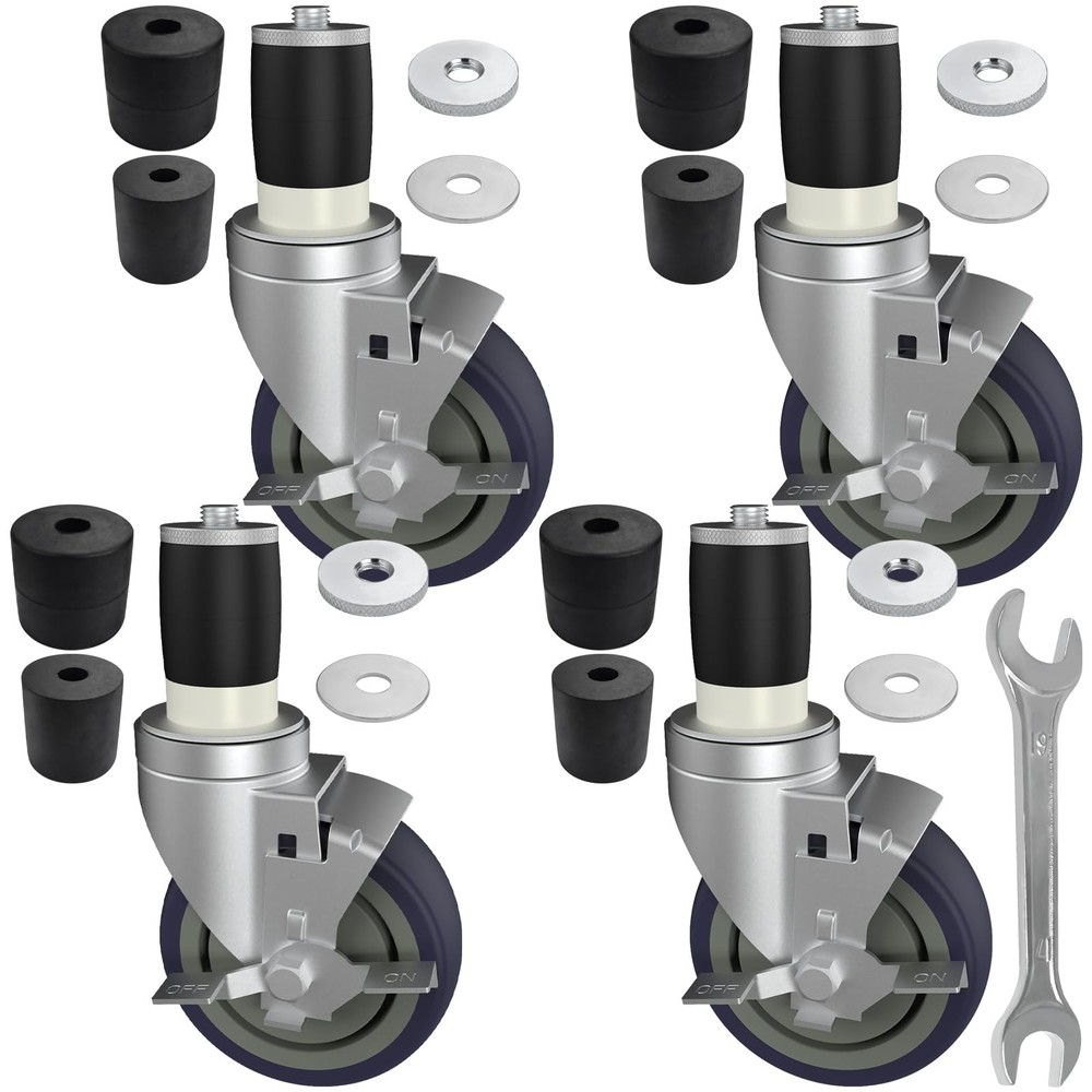 MySit 4 inch Work Table Caster Wheels for Commercial Kitchen Prep black