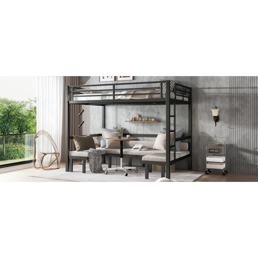 Queen over Queen Size Bed pull-out Metal Bunk Bed,lower bunk can be pulled out