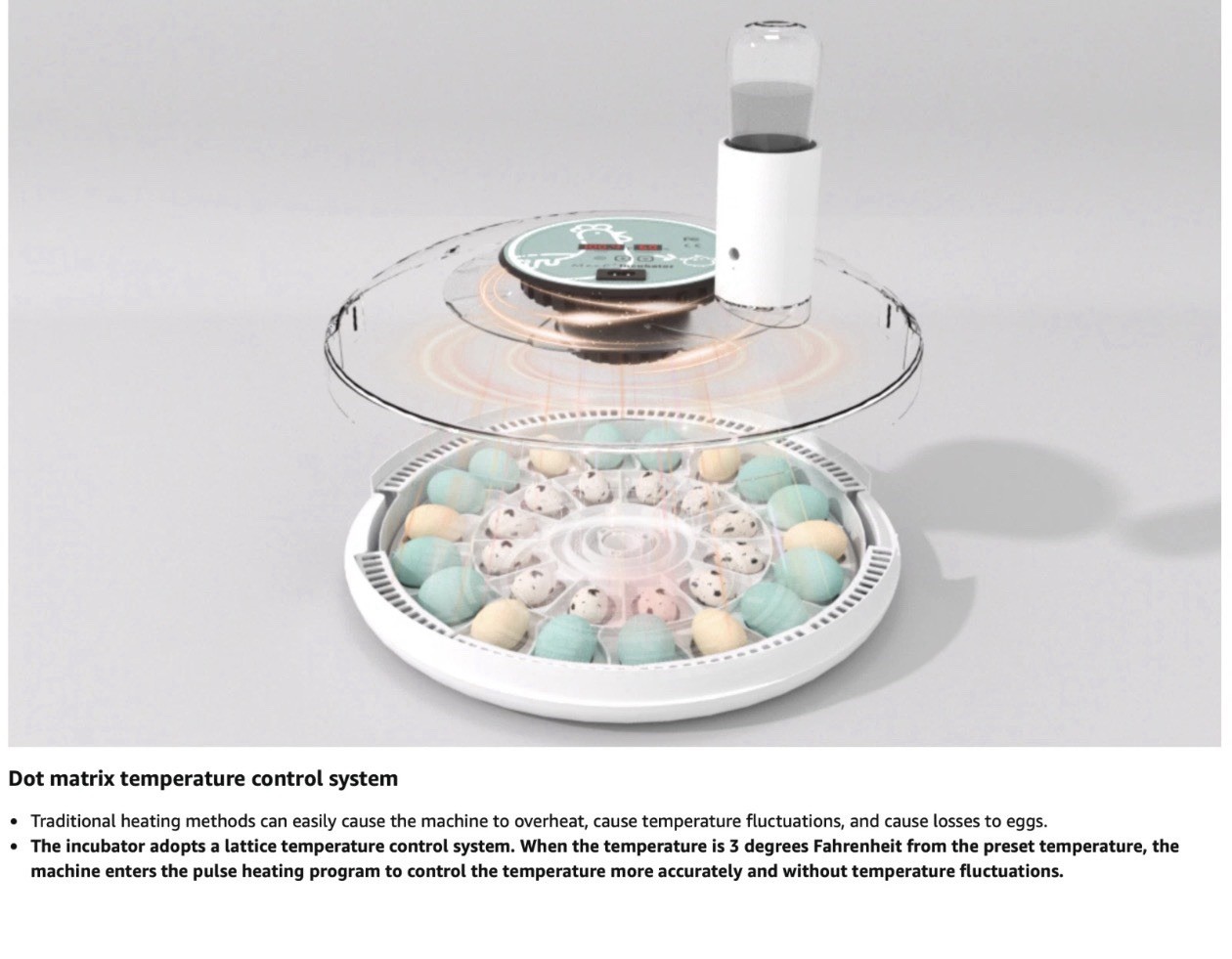MeeF incubators for Hatching Eggs Automatic 30 Eggs Incubator with Tur