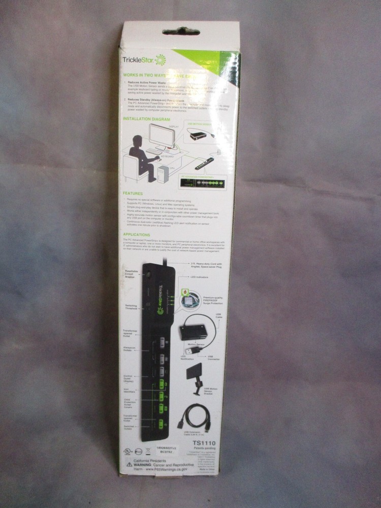 TrickleStar 7 Outlet PC Advanced PowerStrip w/Motion Sensing Technology *NEW*