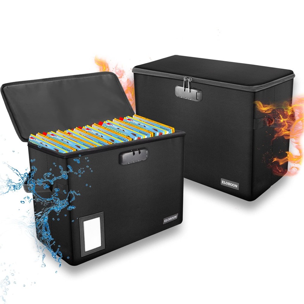 2 Pack Comic Book Storage Box, ELOBOON Fireproof & Water-Resistant Comic Book...