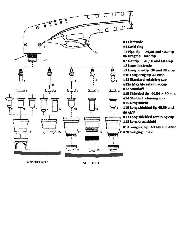 10PC TECMO FLAT TIP & ELECTRODE SET PT AND IPT 40 & 60 PLASMA CUTTER TORCH READ