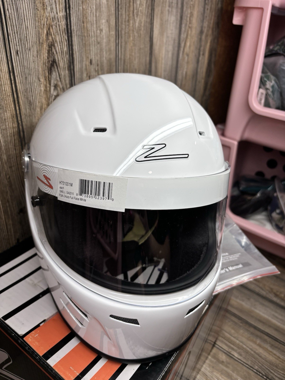 New Zamp FSA-3 Helmet H751001M White Snell SA2015 Medium