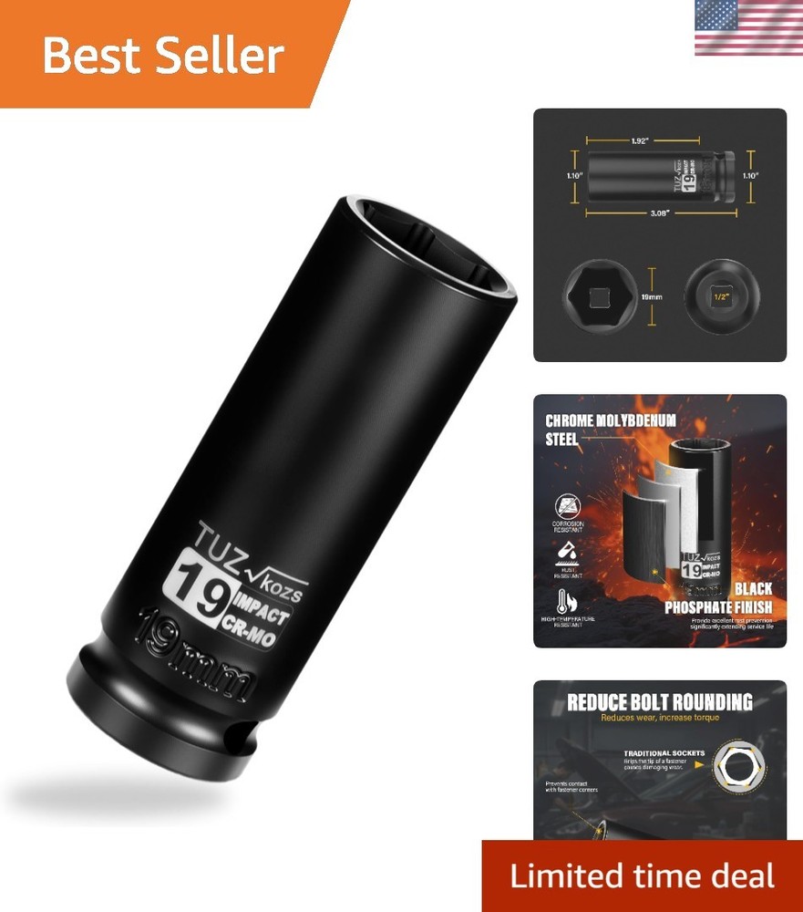 19mm Deep Metric Impact Socket - 1/2" Drive with Radius Corner Technology